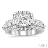 7/8 Ctw Diamond Semi-mount Engagement Ring in 14K White Gold